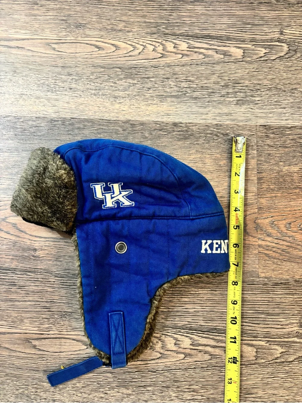 Kentucky UK Branded unisex  Blue Trapper Hat with Faux Fur Lining